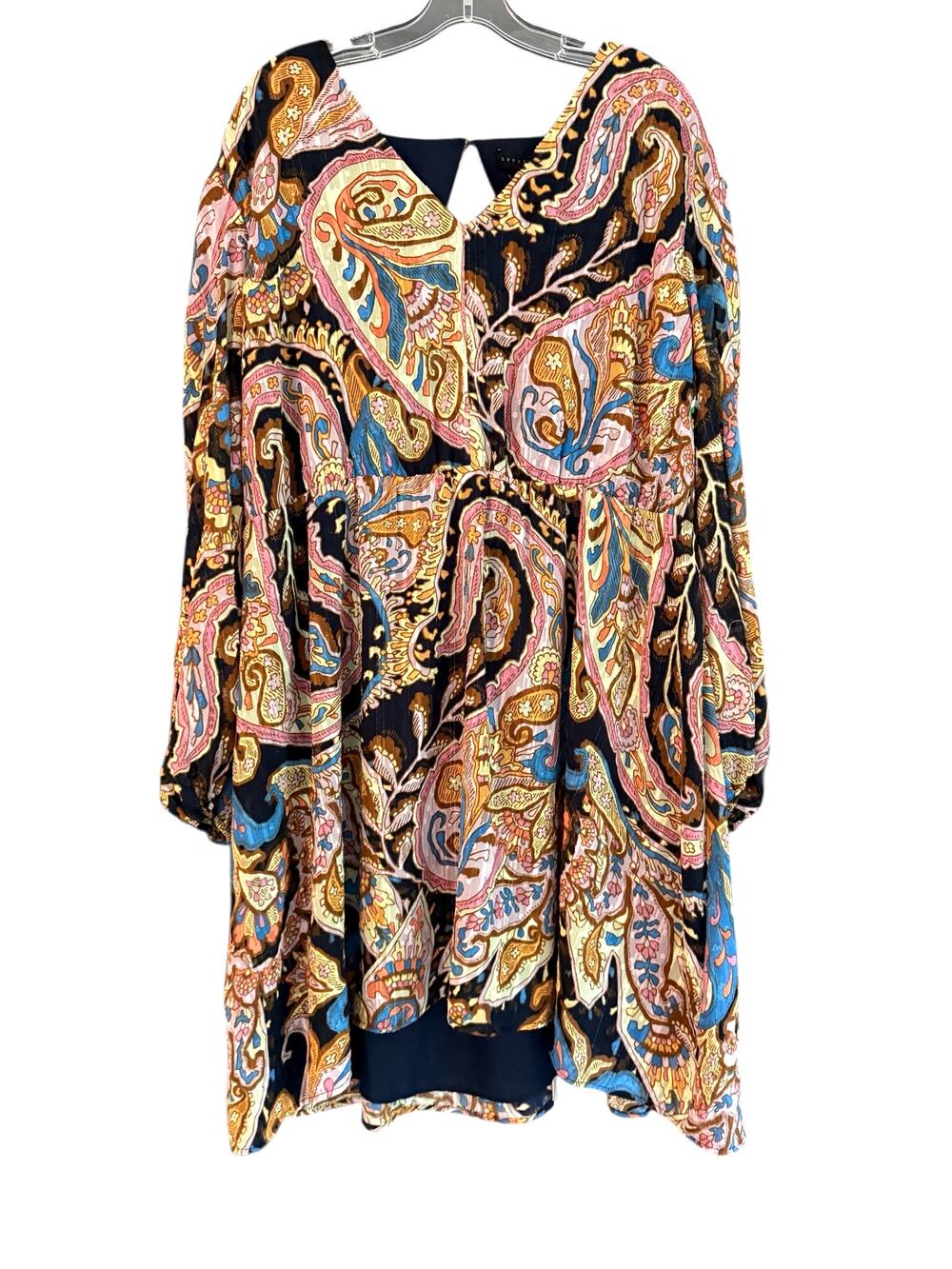Sanctuary NWT Paisley Mini Dress 2X Plus Boho Artsy Long Sleeve Babydoll